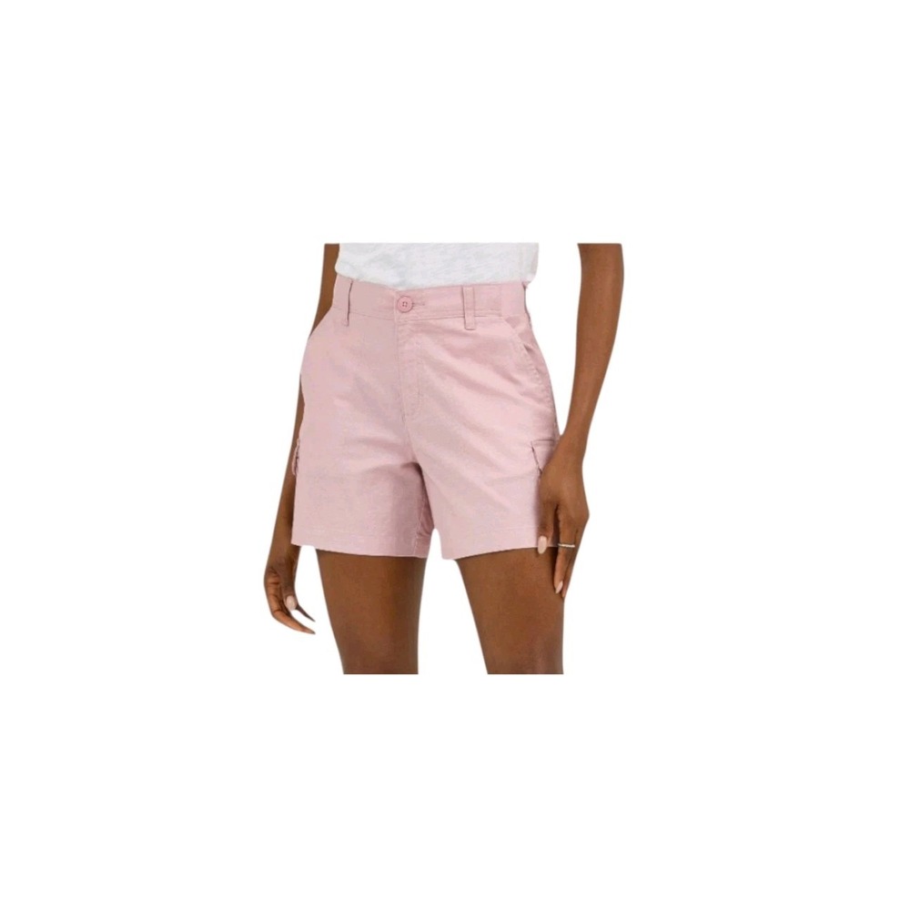 LEE Women's Soft Mauve Comfort Waistband 5" Cotton Blend Cargo Shorts Size 12